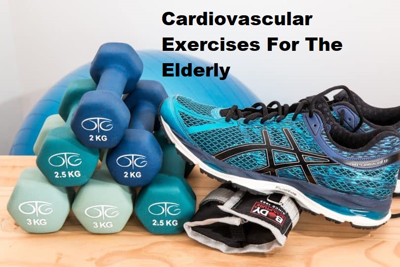 Running shoes with the title Cardiovascular exercises for the elderly
