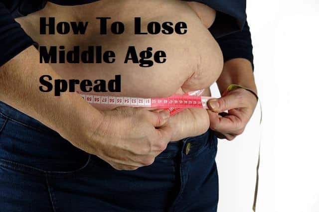 Person measuring waist with the title How To Lose Middle Age Spread